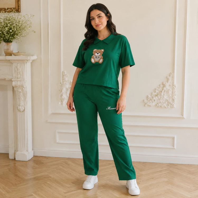 ست تیشرت و شلوار طرح خرسی زنانه/دخترانه - راحتی و اسپرت