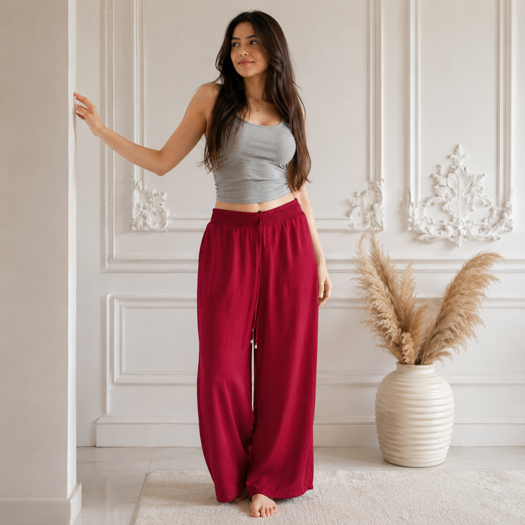 شلوار بگ زنانه وارداتی مارک هند جنس لنین نخی اعلا (بسیار لخت و خنک)
